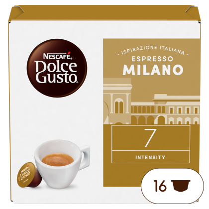 Front view of Ristretto Milano (16 pods) box