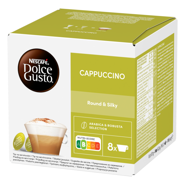 Front view of Cappuccino (16 pods) box